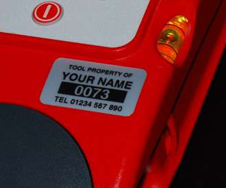 Photo of asset label on Tool